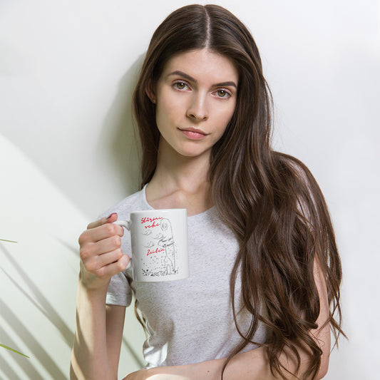 Space Ella, stürmische Zeiten. Weiße, glänzende Tasse